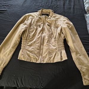 Guess Women's Tan Utility Jacket with Shirred Sides